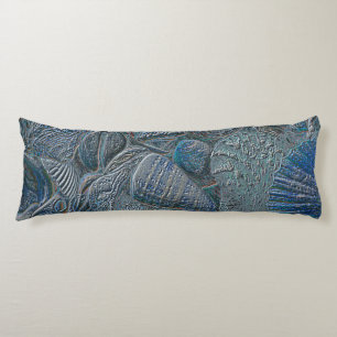 Cojín Seashells Ocean Beach Blue Nautical Metallic