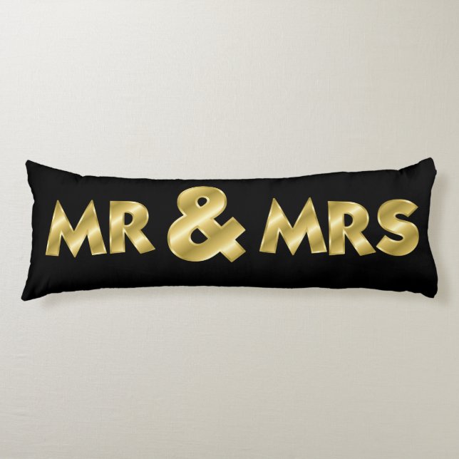 Cojín Shimmering Gold Mr & Mrs Black (Anverso)