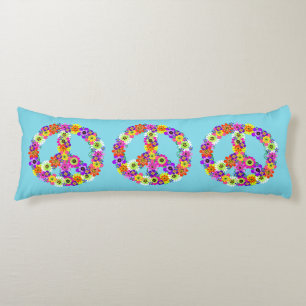 Cojín Signo de paz floral en azul claro