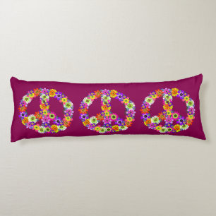 Cojín Signo de paz floral en frambuesa