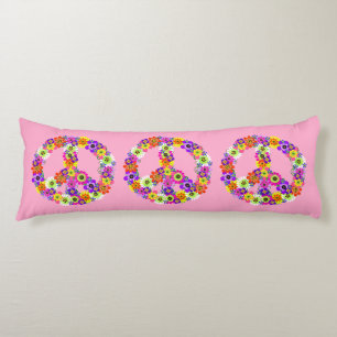 Cojín Signo de paz floral en rosa claro