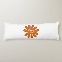 Cojín Signo de paz hippie Naranja de flor mal visto