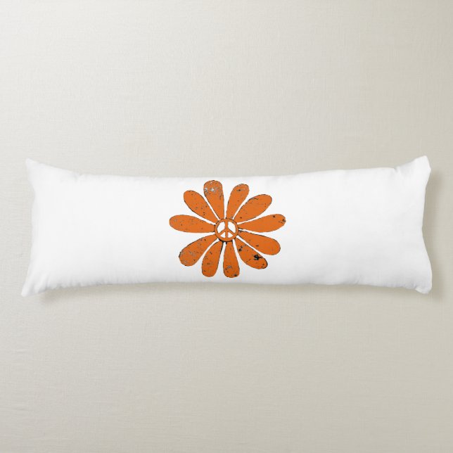 Cojín Signo de paz hippie Naranja de flor mal visto (Anverso)