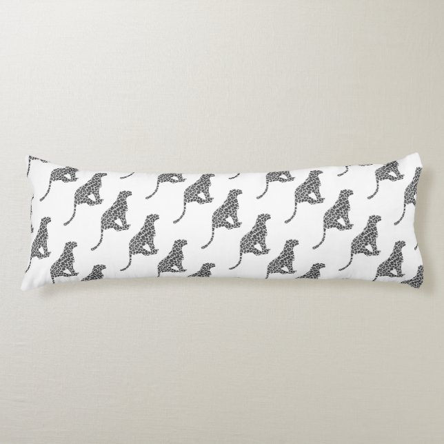 Cojín Silhouette de Gris y Gris claro Leopardo (Anverso)