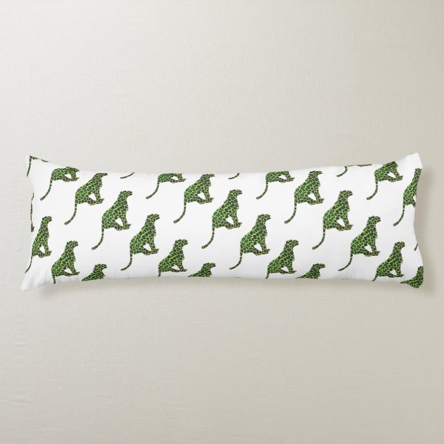 Cojín Silhouette Leopardo negro y verde (Anverso)