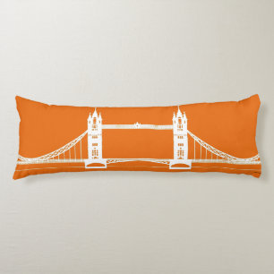Cojín Silueta del puente de Londres blanco y naranja