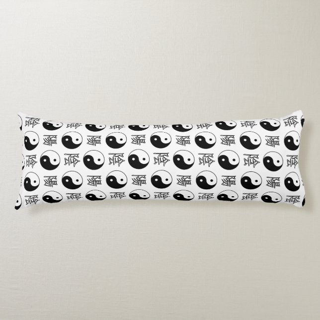 Cojín Símbolo blanco de Yinyang patrón chino (Anverso)
