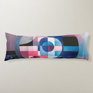Cojín Simetría celeste: formas geométricas, azul y rosa
