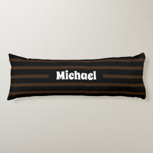 Cojín Simple Strik Dark Brown y Black Custom Name