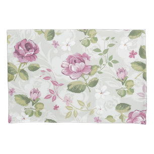Cojín Sistema floral rosado romántico de la funda de