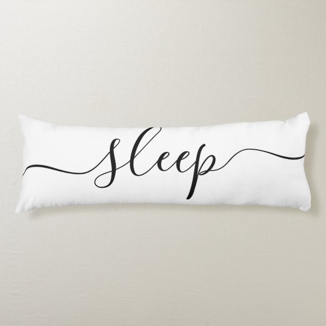 Cojín Sleep Rest White Black Script reversible (Anverso)