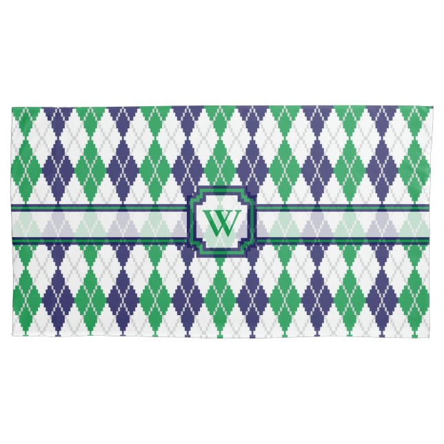 Cojín Sobre la funda de almohada verde Argyle (Anverso)
