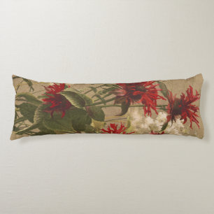 Cojín Sofisticada Floral Roja y Burgundy Contra Beige