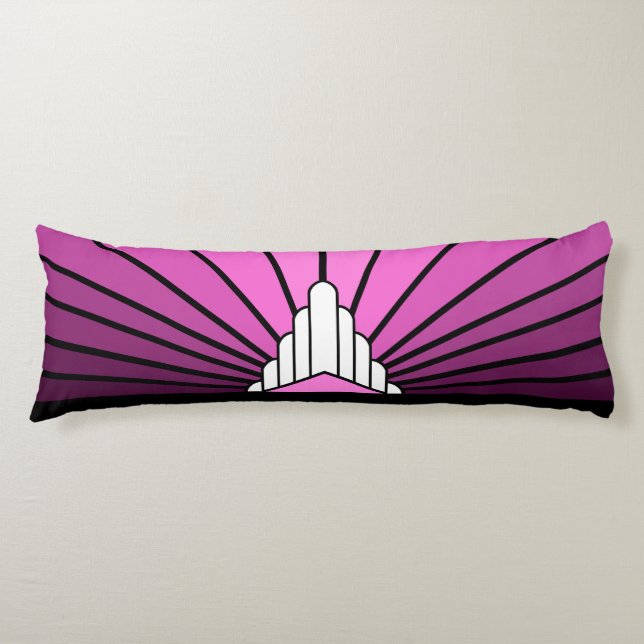 Cojín Sol Art Decó en rosa (Anverso)