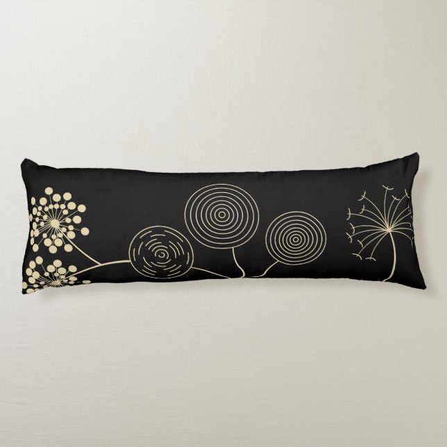 Cojín "Spread of Love" Golden Black Abstract Flowers (Reverso)