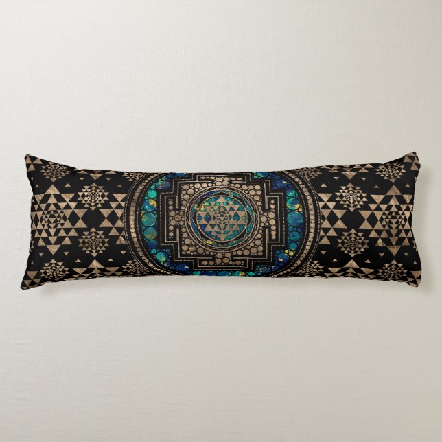 Cojín Sri Yantra/mármol y oro de Sri Chakra (Anverso)