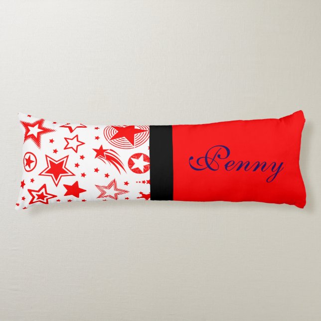 Cojín Stars Tattoos rojo + tus ideas (Anverso)