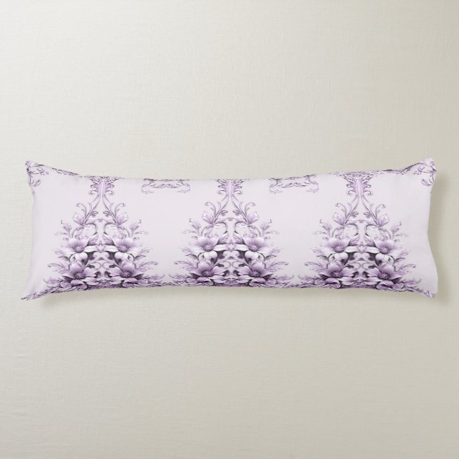 Cojín Stylish Purple Flowers Body Pillow (Anverso)