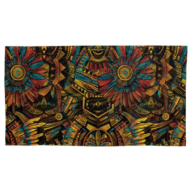 Cojín Sueño suave cian azteca, funda de almohada del rey (Anverso)