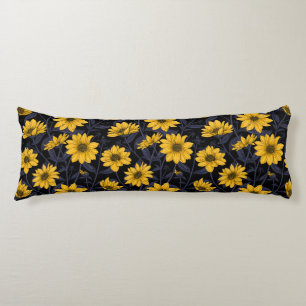 Cojín Sunroot, girasol salvaje en amarillo y azul