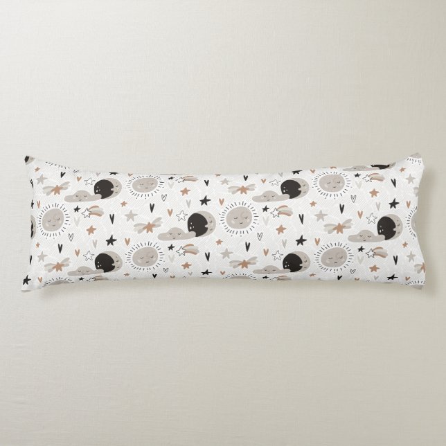 Cojín Sunshine, nubes, lunas y estrellas (Anverso)