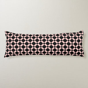 Cojín Tablero de damas retro, negro y rosa