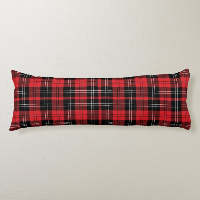 Cojín Tartan Rojo Negro y Blanco Buffalo Plaid de Moda  (Anverso)