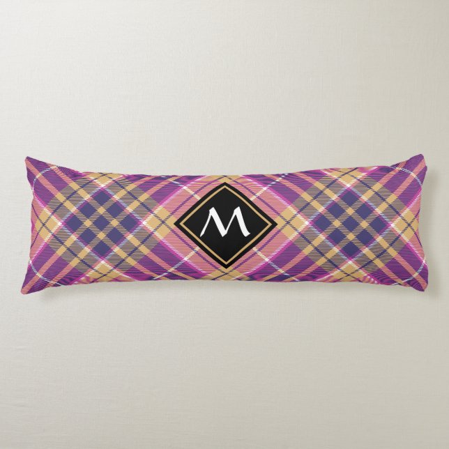 Cojín Tartán rosa, dorado y azul (Anverso)