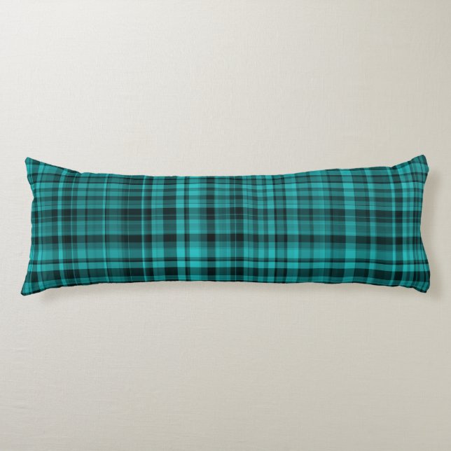 Cojín Teal Black Plaid Pattern (Anverso)