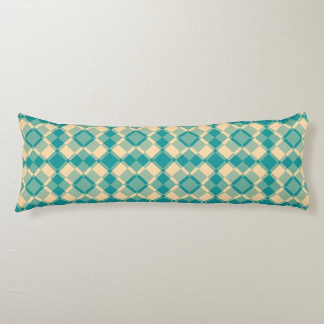 Cojín Teal Yellow Checker Argyle Pattern (Anverso)