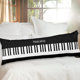 Cojín Teclado Piano Keys Música Black White Personalizad