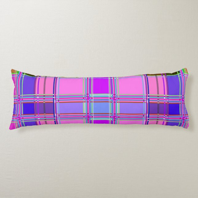 Cojín Tela de cuadros rosa estampado madras (Anverso)