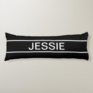 Cojín Texto personalizable Negro y blanco moderno y ne