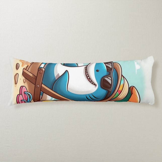 Cojín Tiburón personalizado en la playa (Anverso)