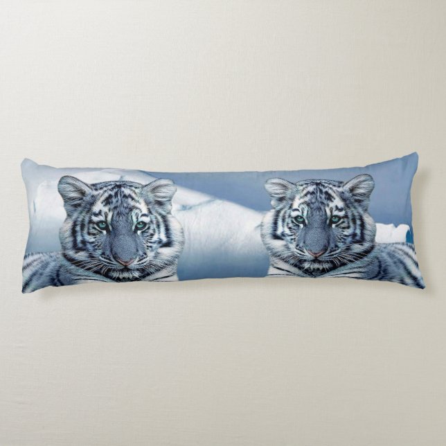 Cojín Tigre blanco azul (Reverso)