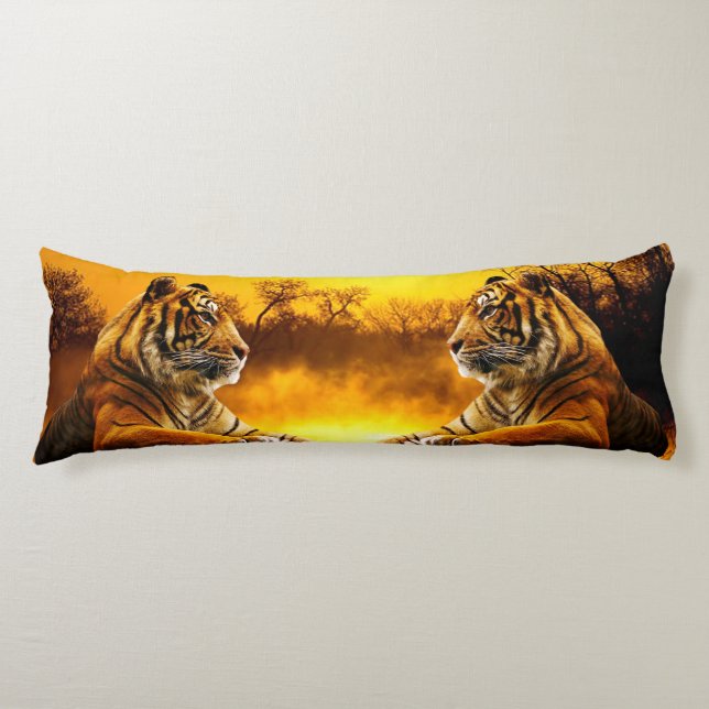 Cojín Tigre y puesta del sol (Anverso)
