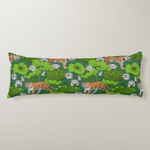 Cojín Tigres en el estanque blanco de loto