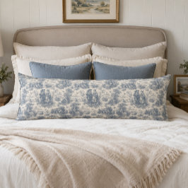 Cojín Toile campestre francés romántico en azul polvorie