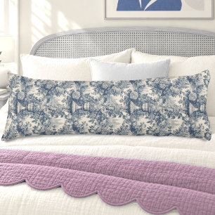 Cojín Toile de Jouy floral azul vintage