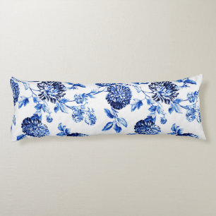 Cojín Toile floral botánico azul y blanco