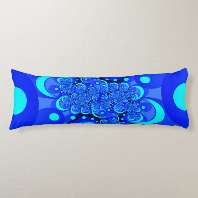 Cojín Tonos de azul Arte fractal abstracto moderno (Anverso)