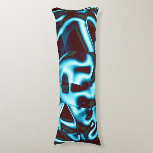 Cojín Tonos de cian azul en cintas abstractas y rojo osc
