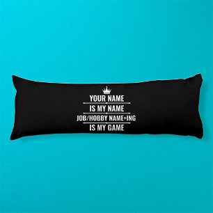Cojín Trabajo divertido personalizado y nombre de aficio