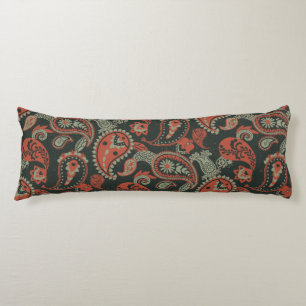 Cojín Tradicional Paisley Linocut Naranja cálido Mint Gr