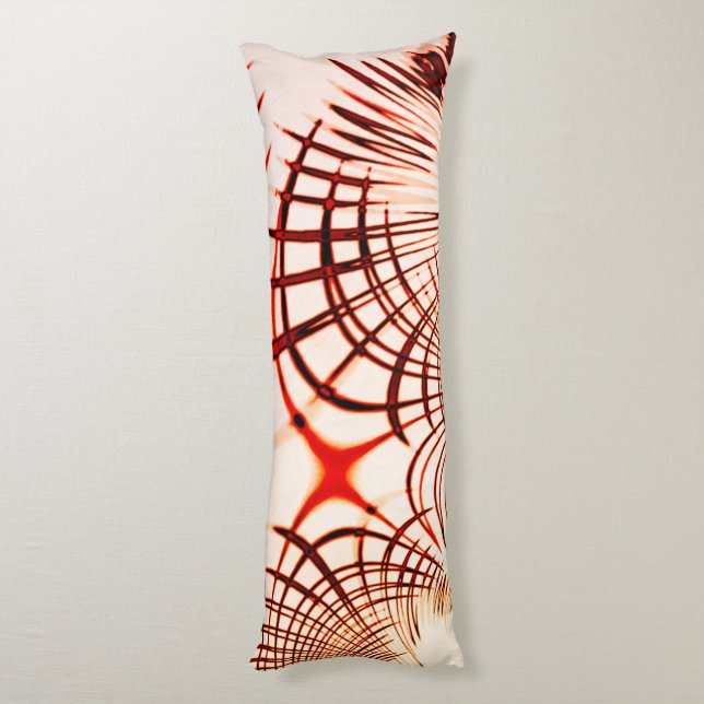 Cojín Trazos curvos marrones rojos cruzados, efecto enve (Atrás (Vertical))