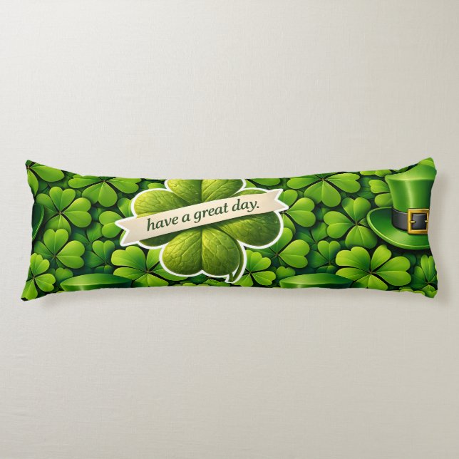 Cojín Trébol de cuatro hojas de la suerte Día de San Pat (Anverso)