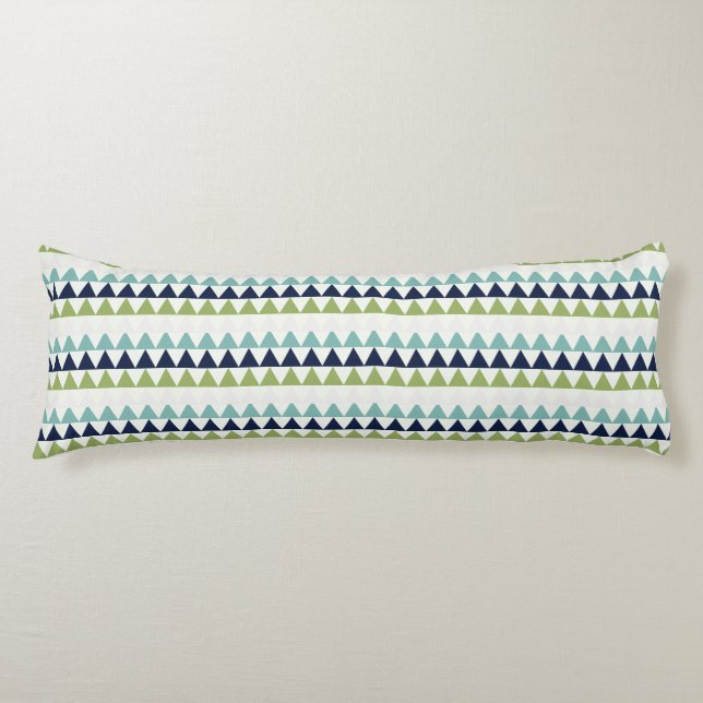 Cojín Triángulos de Neptune, Seashell, Green y Navy (Anverso)