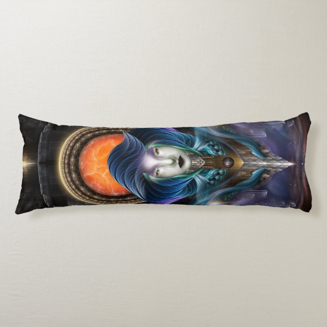 Cojín Trilia - Diosa De La Luna Naranja (Anverso)