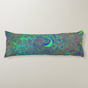 Cojín Trippy Chartreuse y Blue Retro Liquid Swirl