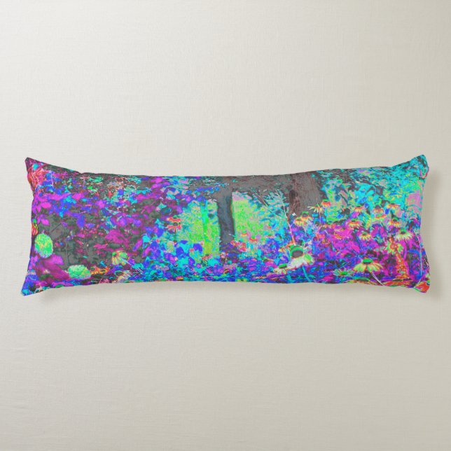 Cojín Trippy Lime Green y Purple Garden Sunrise (Anverso)